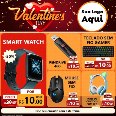 Modelo de Rede Social para Feed Facebook com o tema Valentine's Day para Informática