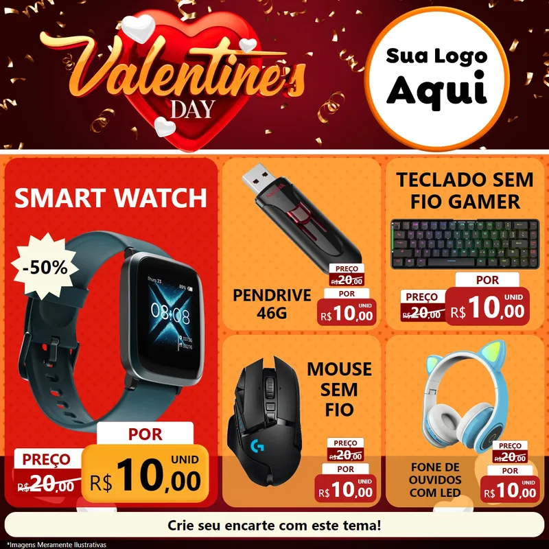 Modelo de Rede Social para Feed Facebook com o tema Valentine's Day para Informática