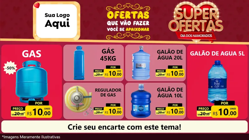 Modelo de TV para TV Horizontal com o tema Dia dos Namorados para Água e gás