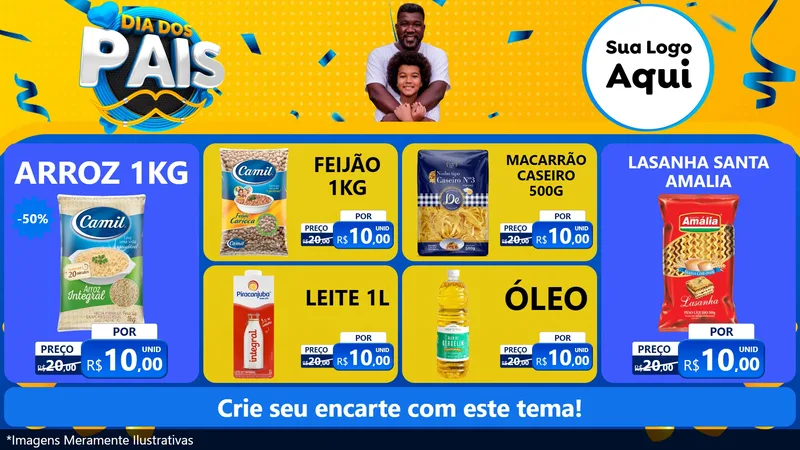 Modelo de TV para TV Horizontal com o tema Dia dos Pais para Supermercado