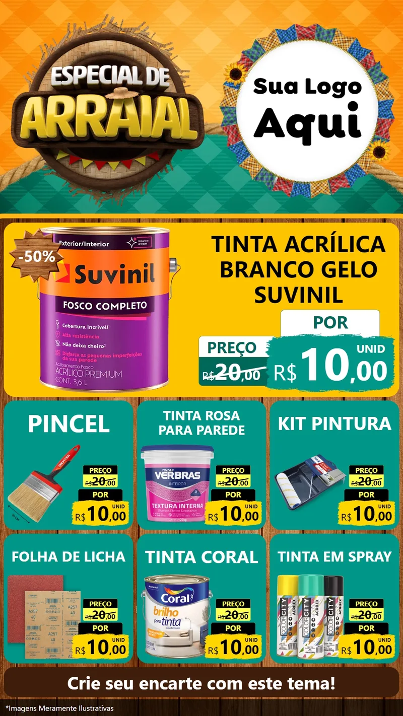 Modelo de Rede Social para Stories com o tema Especial De Arraial para Tintas e Ferramentas