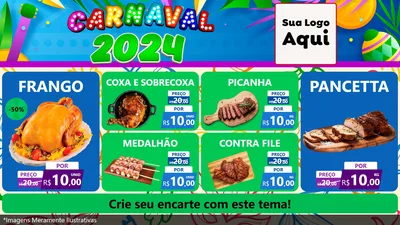 Modelo de TV para TV Horizontal com o tema Carnaval 2027 para Assados