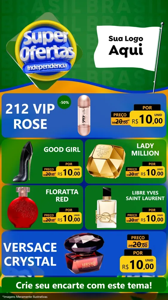 Modelo de TV para TV Vertical com o tema Super Ofertas de Independência para Perfumes