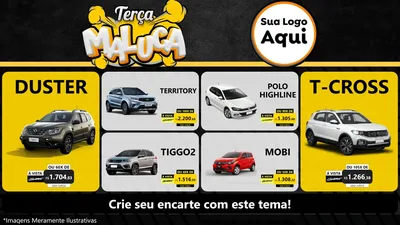 Modelo de TV para TV Horizontal com o tema Terça Maluca para Concessionaria de Carros