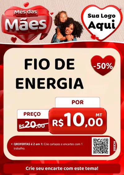 Modelo de Cartaz para Cartaz A4 Vertical com o tema Mês das Mães para Materiais Elétricos