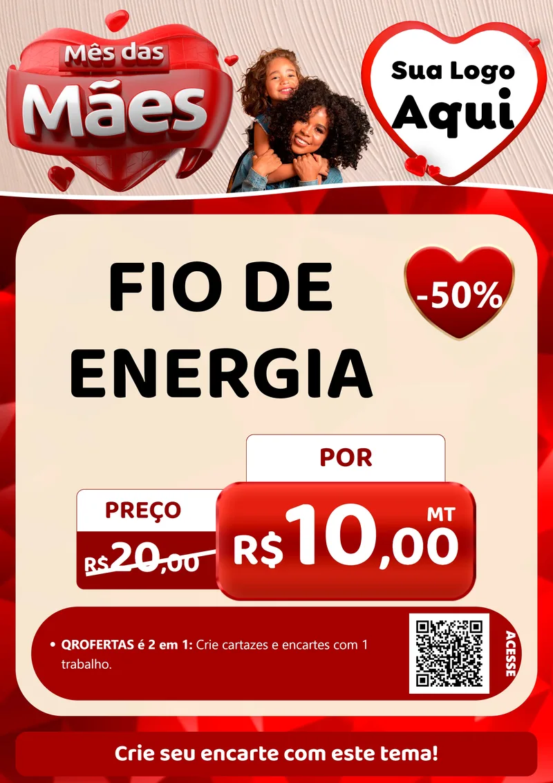 Modelo de Cartaz para Cartaz A4 Vertical com o tema Mês das Mães para Materiais Elétricos