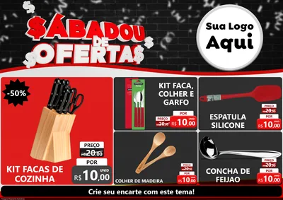 Modelo de Encarte para Encarte A4 Horizontal com o tema Sabadou de Ofertas para Utilidades Domésticas