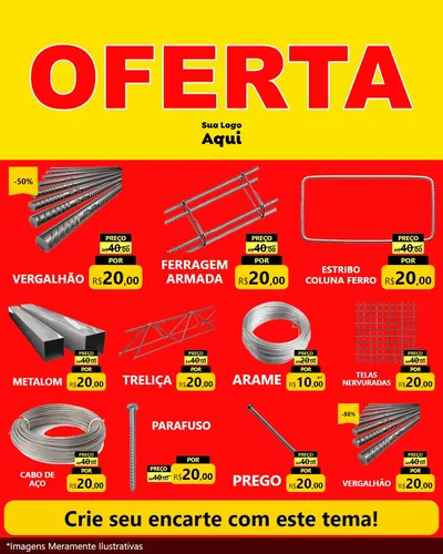 Modelo de Rede Social para Feed Instagram com o tema OFERTA - Vermelho Cartaz para Ferragens