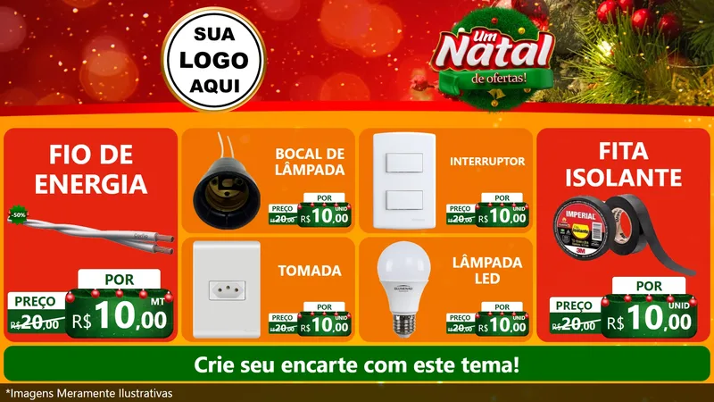 Modelo de TV para TV Horizontal com o tema Um Natal de Ofertas para Materiais Elétricos