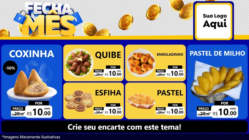 Modelo de TV para TV Horizontal com o tema Fecha Mês para Salgadaria