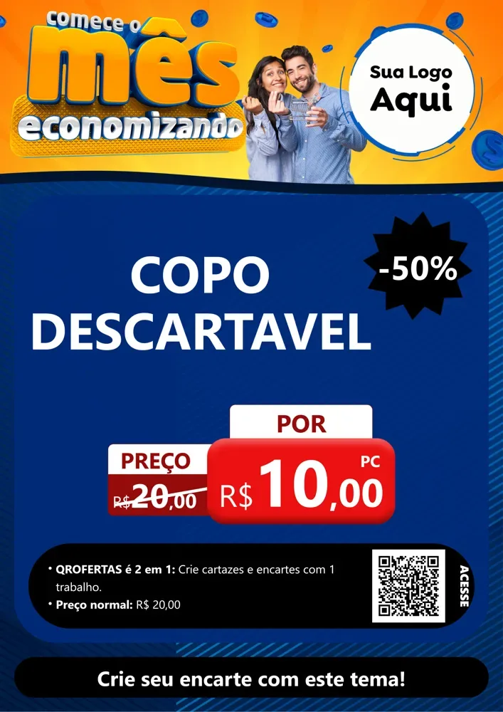 Modelo de Cartaz para Cartaz A4 Vertical com o tema Comece O Mês Economizando para Embalagens