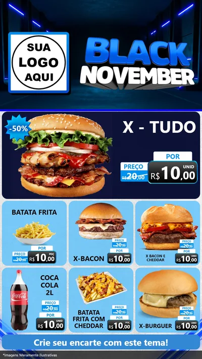 Modelo de Rede Social para Stories com o tema Black November para Hamburgueria