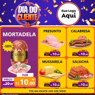 Modelo de Rede Social para Feed Facebook com o tema Dia do Cliente para Frios e Laticínios