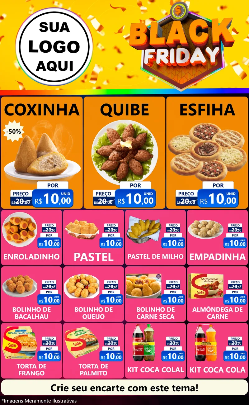 Modelo de Encarte para Encarte Grande com o tema Black Friday para Salgadaria