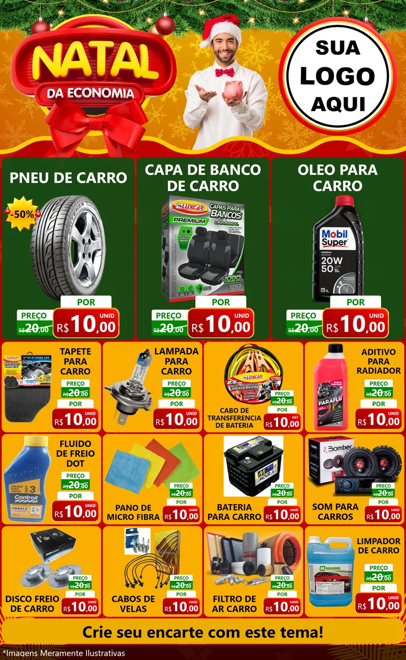 Modelo de Encarte para Encarte Grande com o tema Natal da Economia para Auto peças