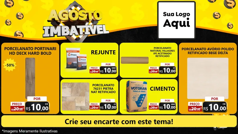 Modelo de TV para TV Horizontal com o tema Agosto Imbatível para Pisos e revestimentos