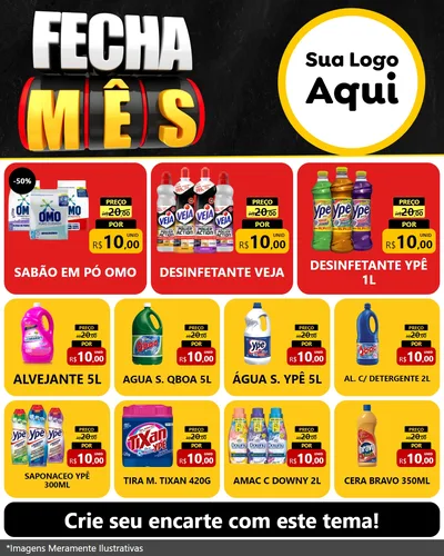 Modelo de Rede Social para Feed Instagram com o tema Fecha Mês para Produtos de Limpeza