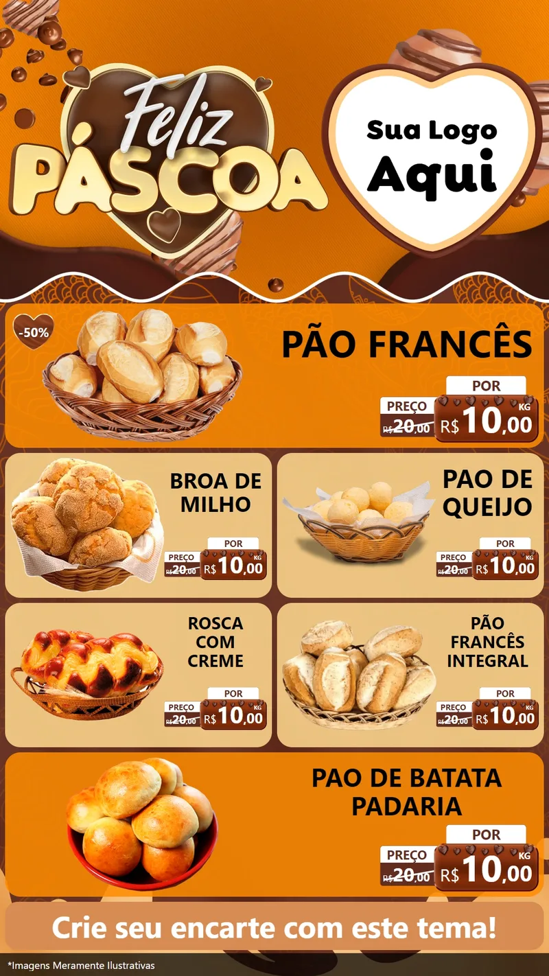Modelo de TV para TV Vertical com o tema Feliz Páscoa para Padaria