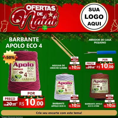Modelo de Rede Social para Feed Facebook com o tema Ofertas de Natal para Armarinho e Aviamentos