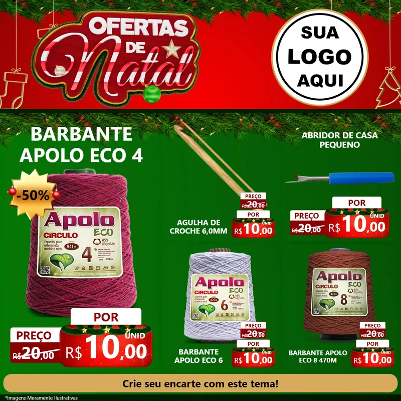 Modelo de Rede Social para Feed Facebook com o tema Ofertas de Natal para Armarinho e Aviamentos