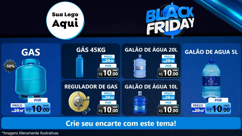 Modelo de TV para TV Horizontal com o tema Black Friday para Água e gás