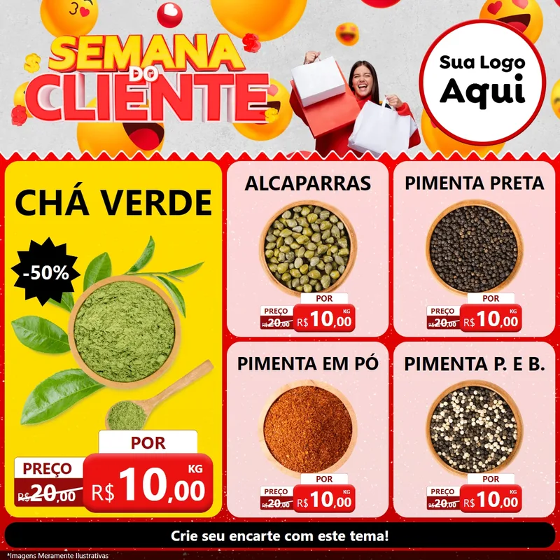 Modelo de Rede Social para Feed Facebook com o tema Semana do Cliente para Produtos Naturais