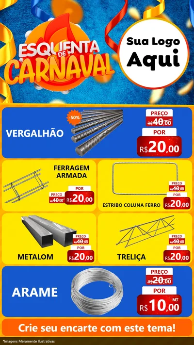 Modelo de TV para TV Vertical com o tema Esquenta de Carnaval para Ferragens