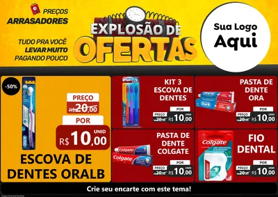 Modelo de Encarte para Encarte A4 Horizontal com o tema Explosão de Ofertas para Higiene Pessoal