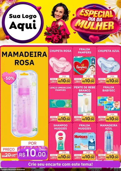 Modelo de Encarte para Encarte A4 Vertical com o tema Especial Dia da Mulher para Bebês