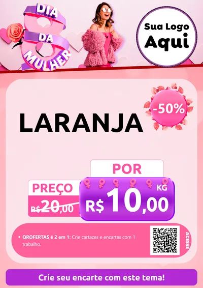 Modelo de Cartaz para Cartaz A4 Vertical com o tema Dia da Mulher para Hortifrúti