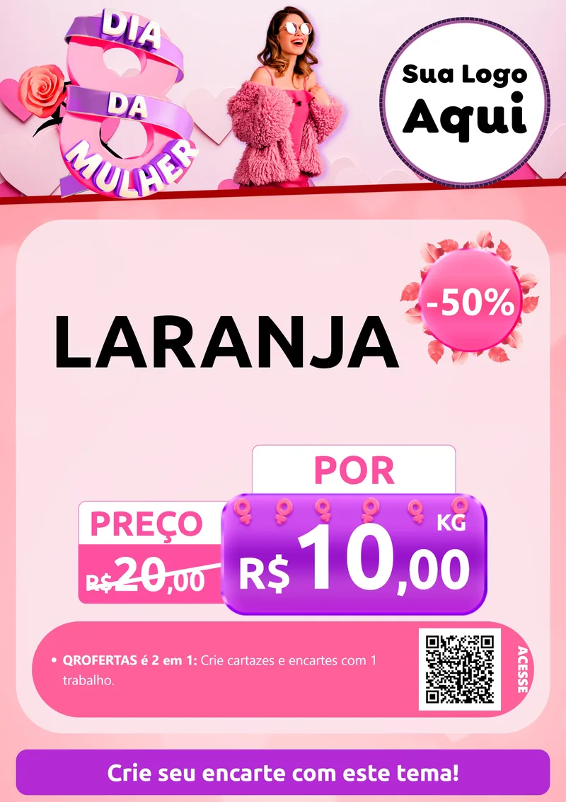 Modelo de Cartaz para Cartaz A4 Vertical com o tema Dia da Mulher para Hortifrúti