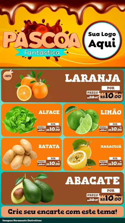 Modelo de TV para TV Vertical com o tema Páscoa Fantástica para Hortifrúti