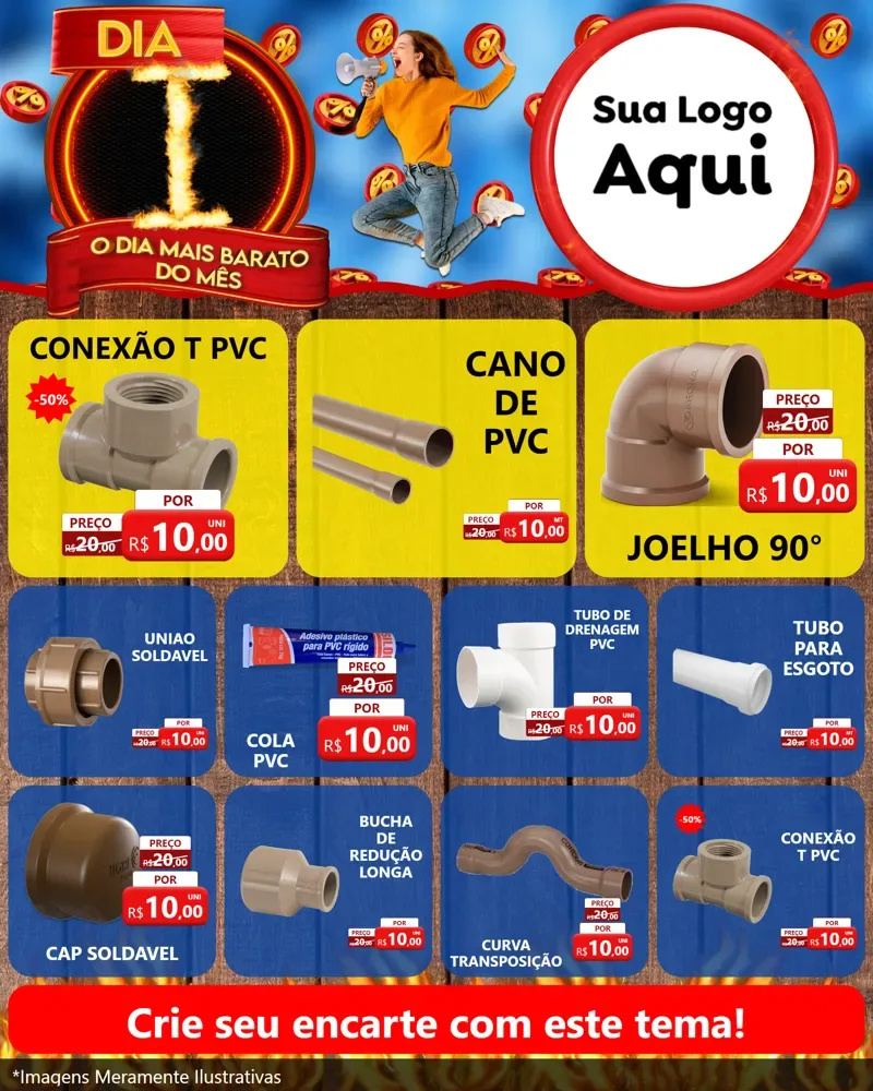 Modelo de Rede Social para Feed Instagram com o tema Dia I - O Dia Mais Barato Do Mês para Tubos e conexões