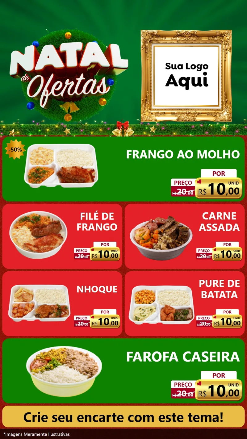 Modelo de TV para TV Vertical com o tema Natal de Ofertas para Restaurante