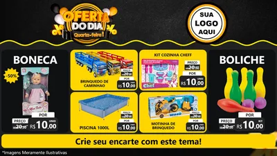 Modelo de TV para TV Horizontal com o tema Oferta do Dia - Quarta Feira! para Brinquedos