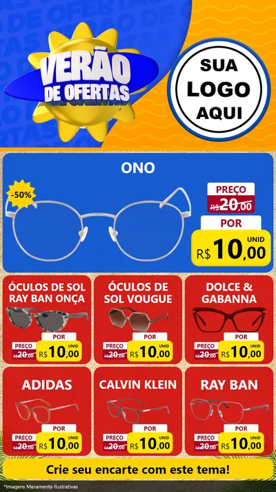 Modelo de Rede Social para Stories com o tema Verão de Ofertas para Óticas