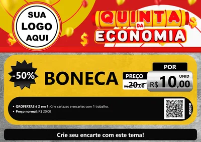 Modelo de Cartaz para Cartaz A4 Horizontal com o tema Quinta da Economia para Brinquedos