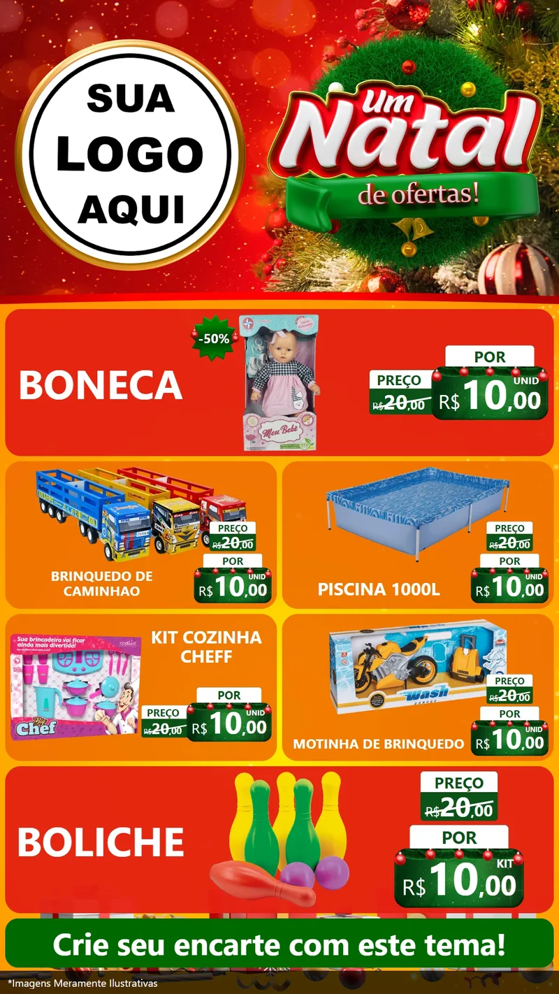 Modelo de TV para TV Vertical com o tema Um Natal de Ofertas para Brinquedos