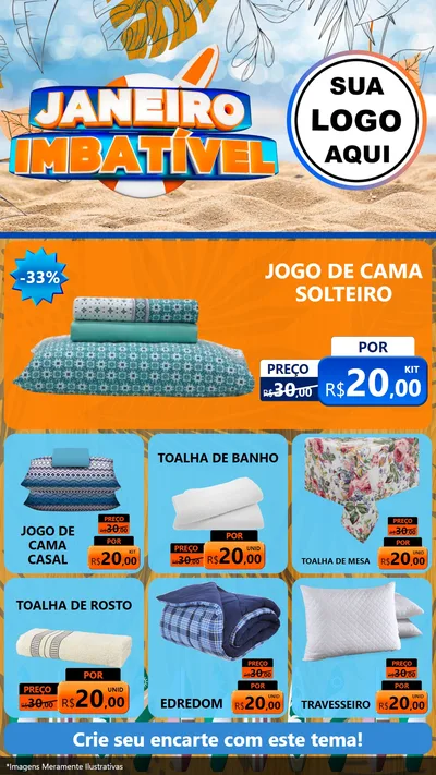 Modelo de Rede Social para Stories com o tema Janeiro Imbatível para Cama, Mesa e Banho