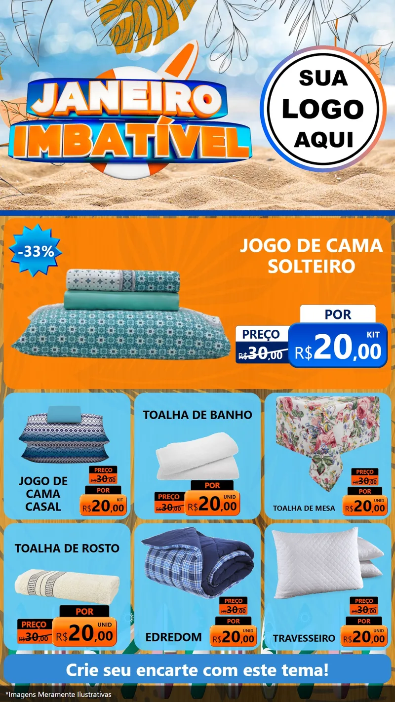 Modelo de Rede Social para Stories com o tema Janeiro Imbatível para Cama, Mesa e Banho