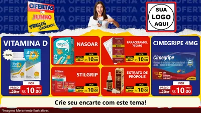 Modelo de TV para TV Horizontal com o tema Ofertas de Junho - Preços Incríveis para Farmácia