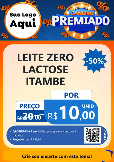 Modelo de Cartaz para Cartaz A4 Vertical com o tema Janeiro Premiado para Frios e Laticínios