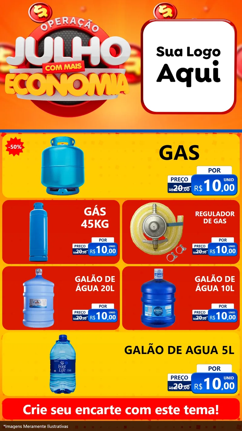 Modelo de TV para TV Vertical com o tema Operação Julho Com Mais Economia para Água e gás