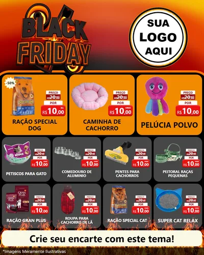 Modelo de Rede Social para Feed Instagram com o tema Black Friday para Pet Shop