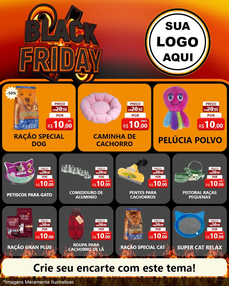 Modelo de Rede Social para Feed Instagram com o tema Black Friday para Pet Shop