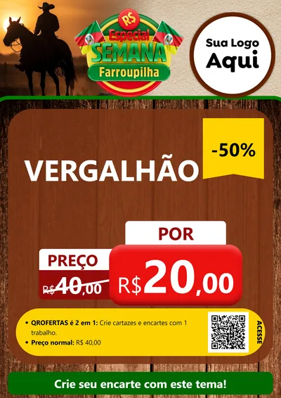 Modelo de Cartaz para Cartaz A4 Vertical com o tema Especial Semana Farroupilha para Ferragens