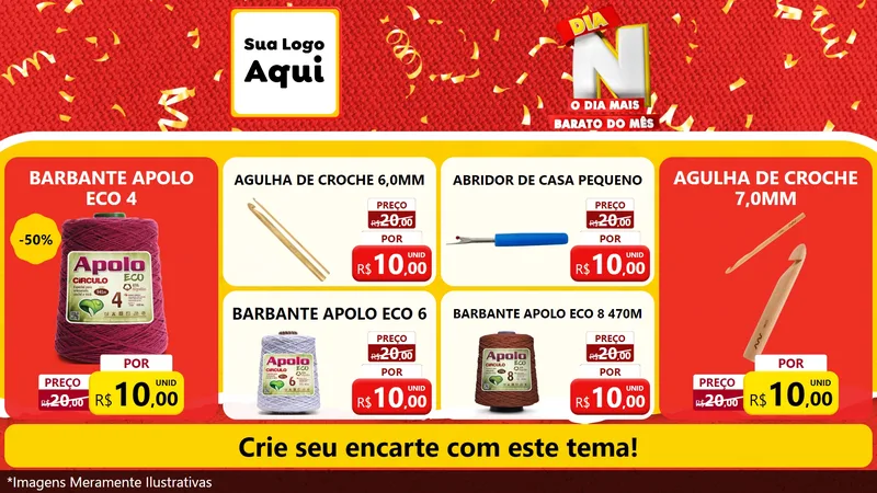 Modelo de TV para TV Horizontal com o tema Dia N o Dia Mais Barato do Mês para Armarinho e Aviamentos