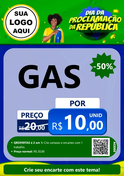 Modelo de Cartaz para Cartaz A4 Vertical com o tema Dia Da Proclamação Da República para Água e gás