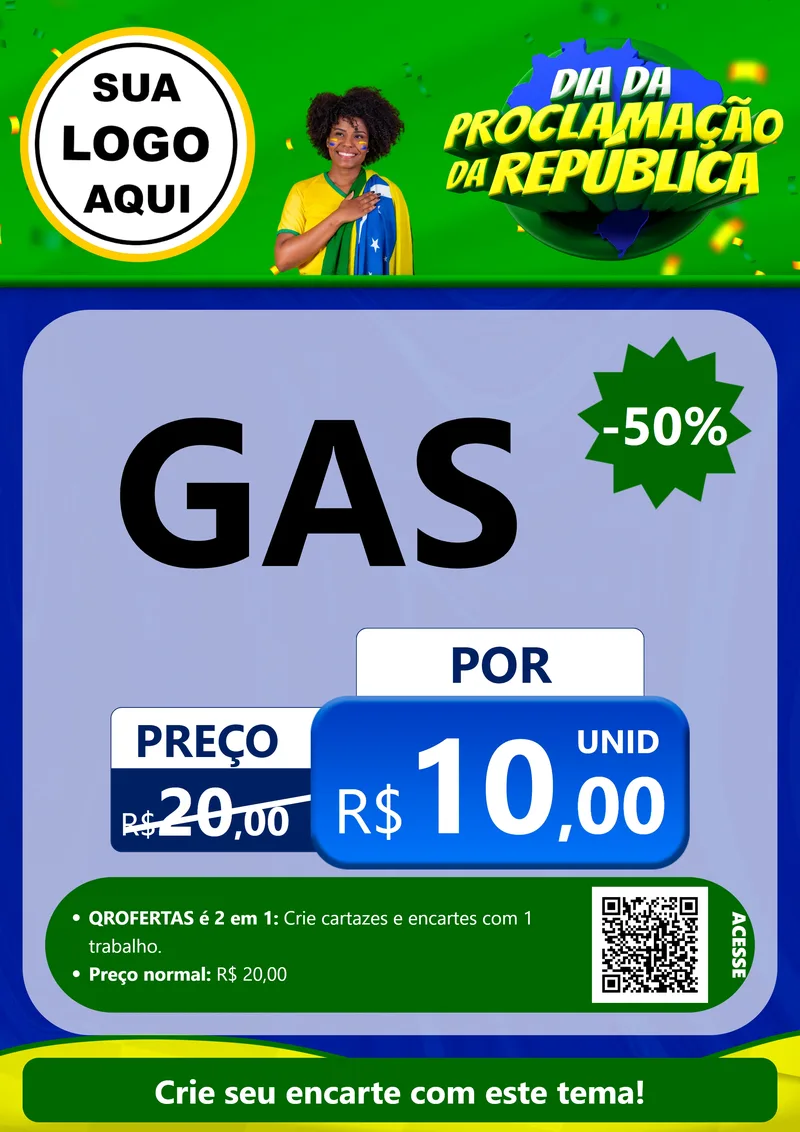 Modelo de Cartaz para Cartaz A4 Vertical com o tema Dia Da Proclamação Da República para Água e gás