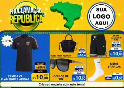 Modelo de Encarte para Encarte A4 Horizontal com o tema Proclamação da República para Roupas e acessórios